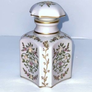 Norleans Japan Pink Porcelain Vanity Perfume Texture Bottle Hand Painted Floral